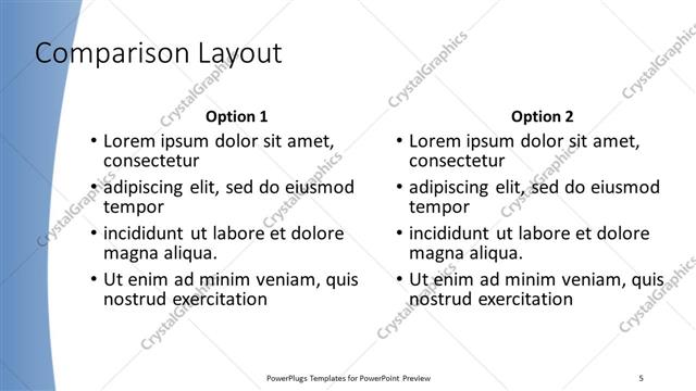 Comparison presentation slide layout