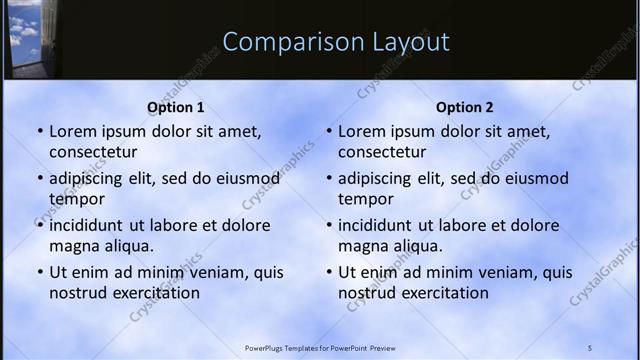 Comparison presentation slide layout