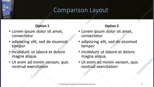 Comparison presentation slide layout