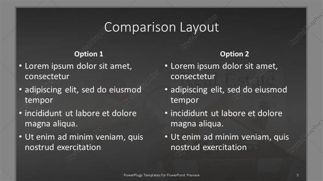 Comparison presentation slide layout