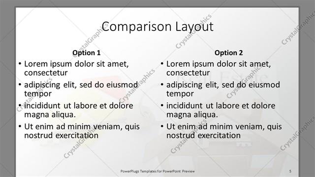 Comparison presentation slide layout