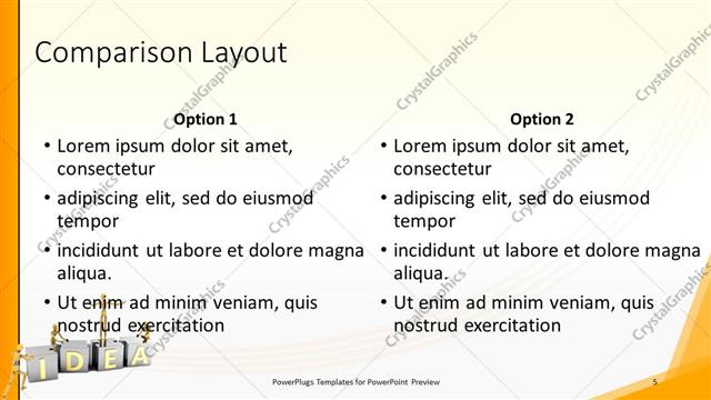 Comparison presentation slide layout