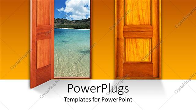  Presentation with open door - Wooden open and close door to beach and seaside