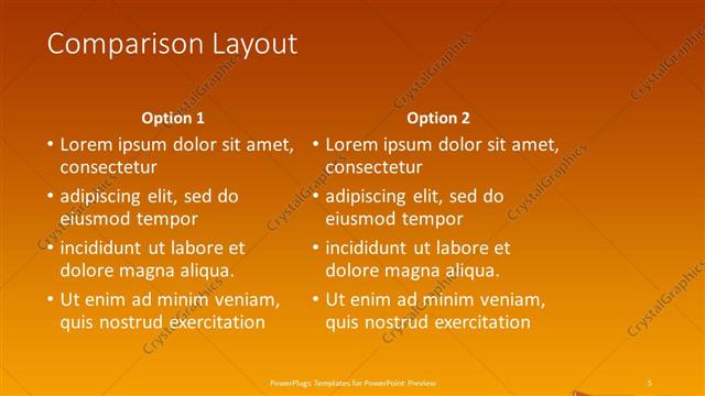 Comparison presentation slide layout