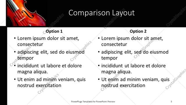 Comparison presentation slide layout