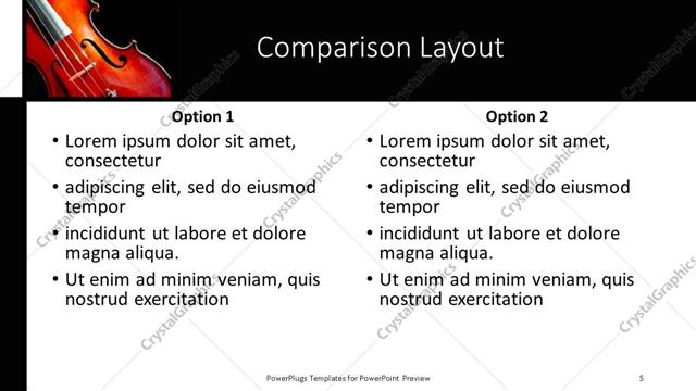 Comparison presentation slide layout