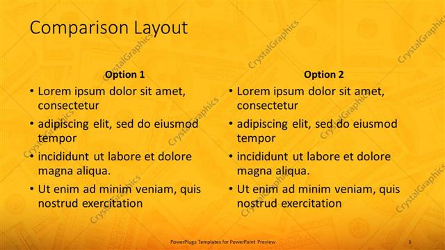 Comparison presentation slide layout