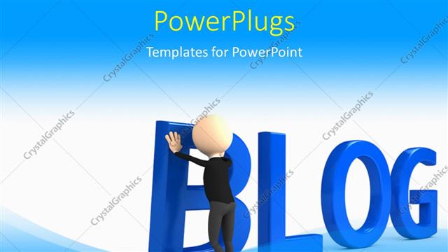  Presentation with blog - The word blog with a person and bluish background