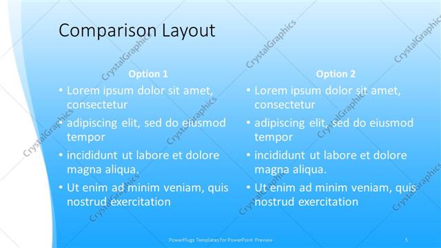 Comparison presentation slide layout