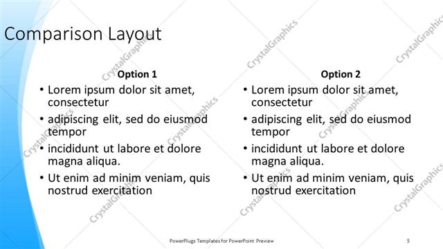 Comparison presentation slide layout