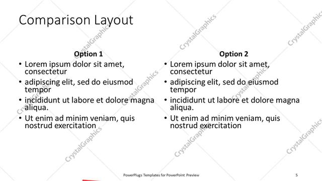 Comparison presentation slide layout