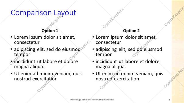 Comparison presentation slide layout