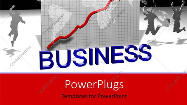  Presentation with business growth - The word business and a map in the background