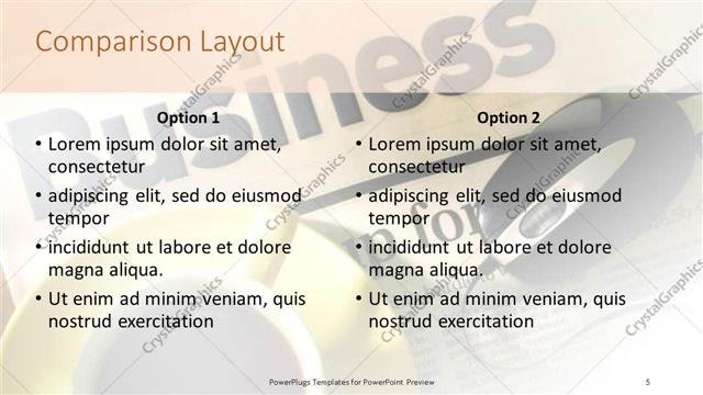Comparison presentation slide layout