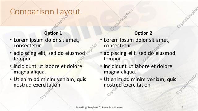 Comparison presentation slide layout