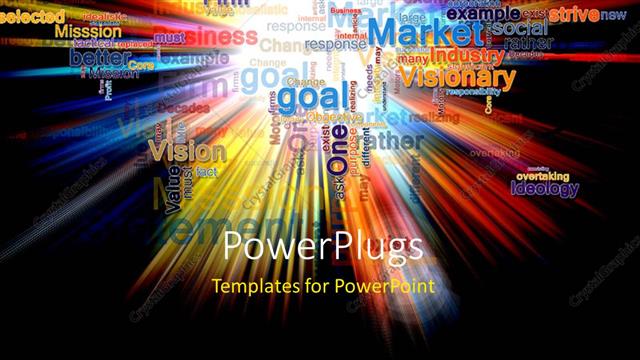  Presentation with explosion - Word cloud of business related words in various colors