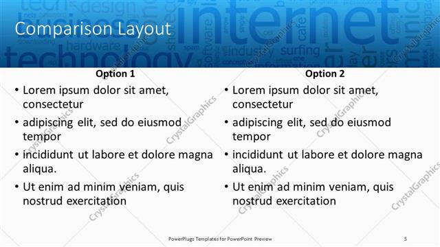 Comparison presentation slide layout
