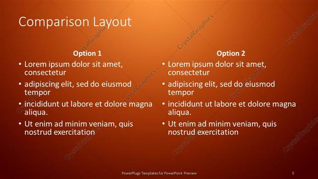 Comparison presentation slide layout