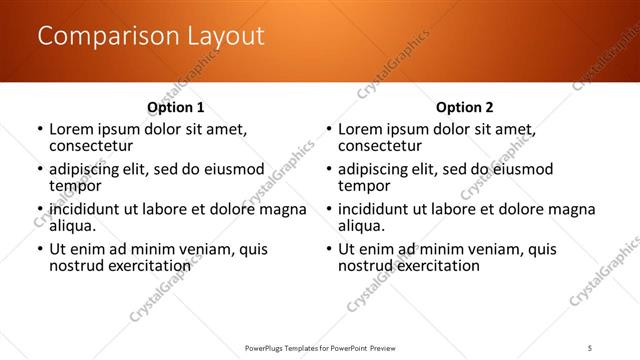 Comparison presentation slide layout