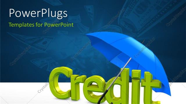  Presentation with umbrella - The word Credit in 3D covered with an umbrella with dollars