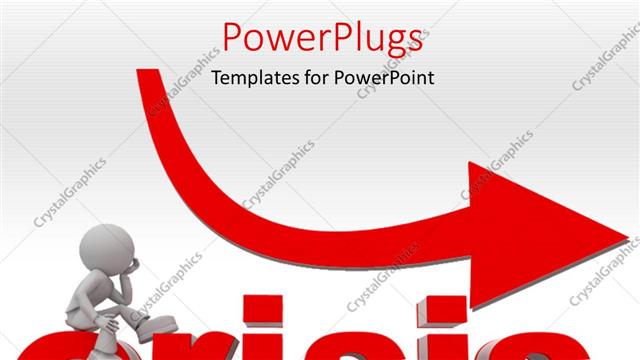  Presentation with crisis - The word crisis with an arrow and white background