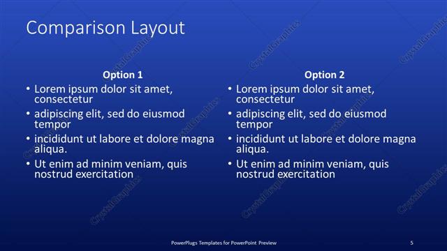 Comparison presentation slide layout