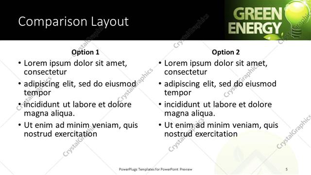 Comparison presentation slide layout
