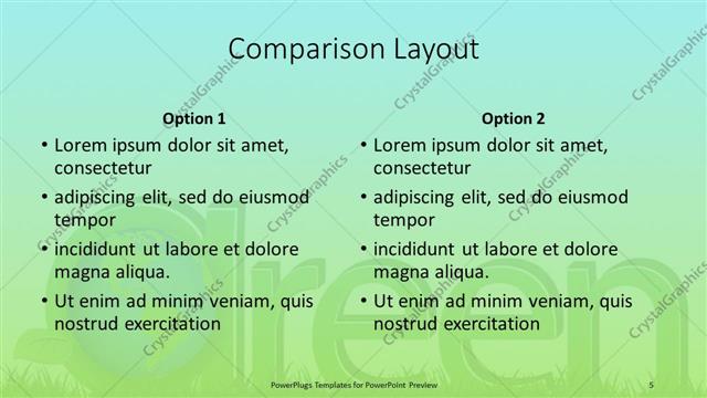Comparison presentation slide layout