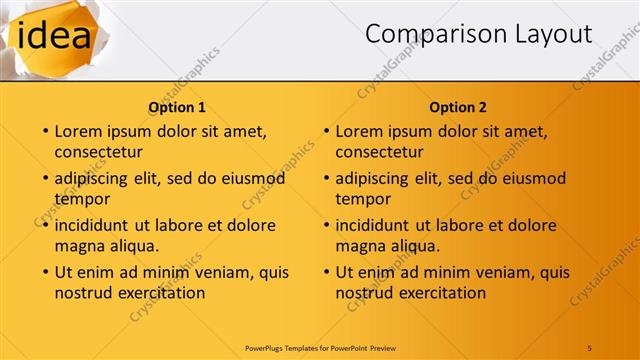 Comparison presentation slide layout