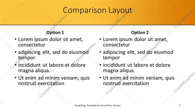 Comparison presentation slide layout