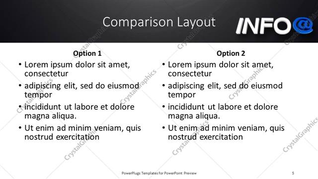 Comparison presentation slide layout