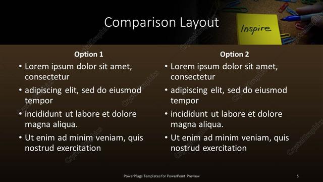 Comparison presentation slide layout