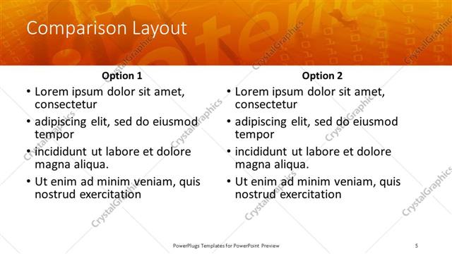 Comparison presentation slide layout
