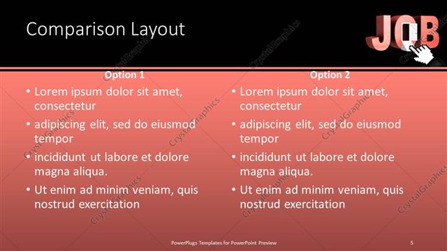 Comparison presentation slide layout