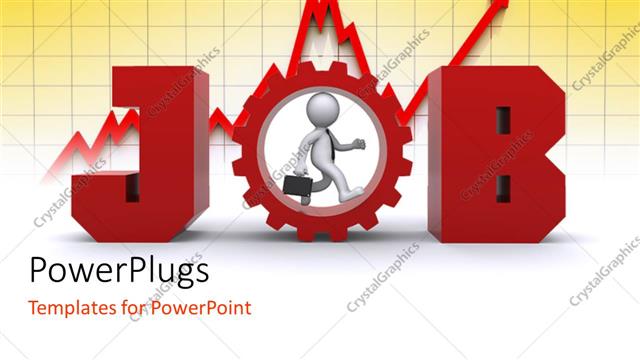  Presentation with job - The word job with a person in it and graph in background