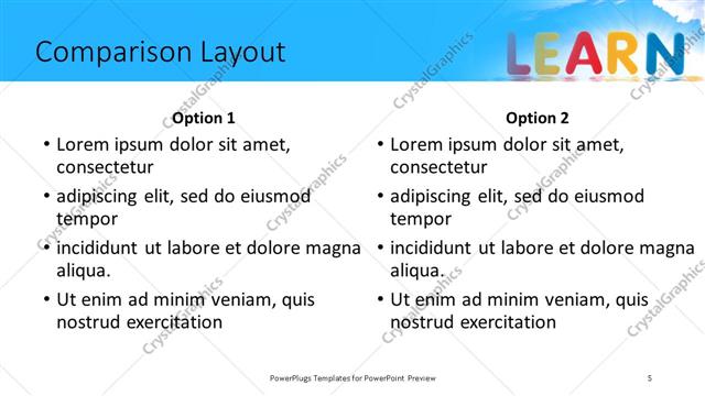 Comparison presentation slide layout