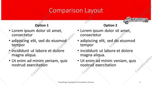 Comparison presentation slide layout