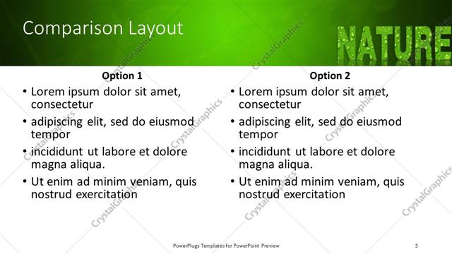 Comparison presentation slide layout