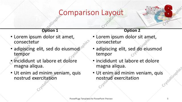 Comparison presentation slide layout