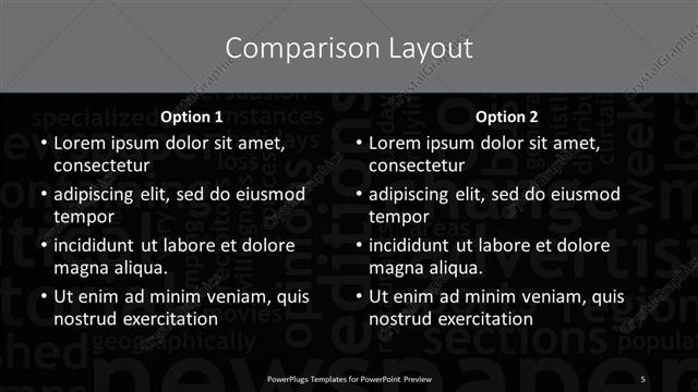 Comparison presentation slide layout