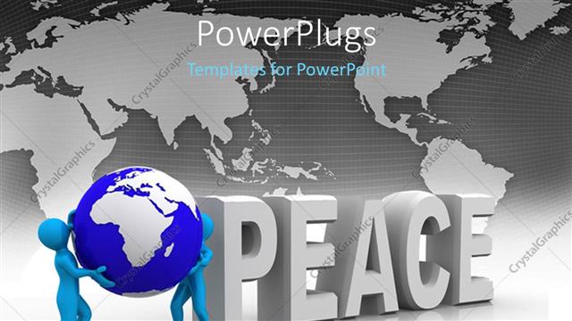  Presentation with peace - The word peace with a globe and a map in background