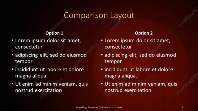 Comparison presentation slide layout