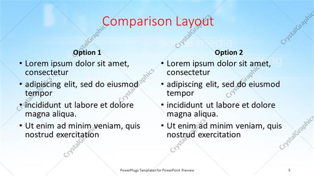 Comparison presentation slide layout