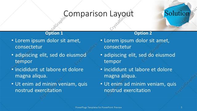 Comparison presentation slide layout