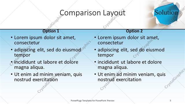 Comparison presentation slide layout