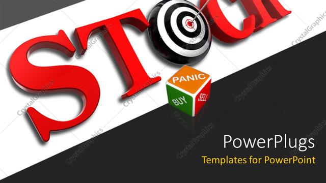  Presentation with dartboard - The word stock with a dartboard and grayish background