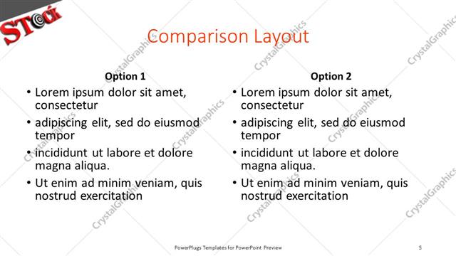 Comparison presentation slide layout