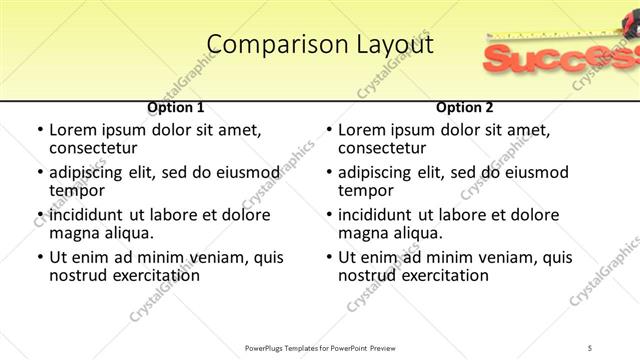 Comparison presentation slide layout