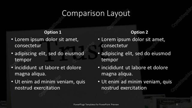 Comparison presentation slide layout