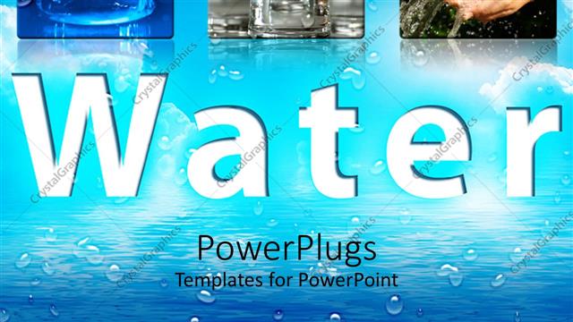  Presentation with hand washing - Word water with water splash, water glass and hand washing